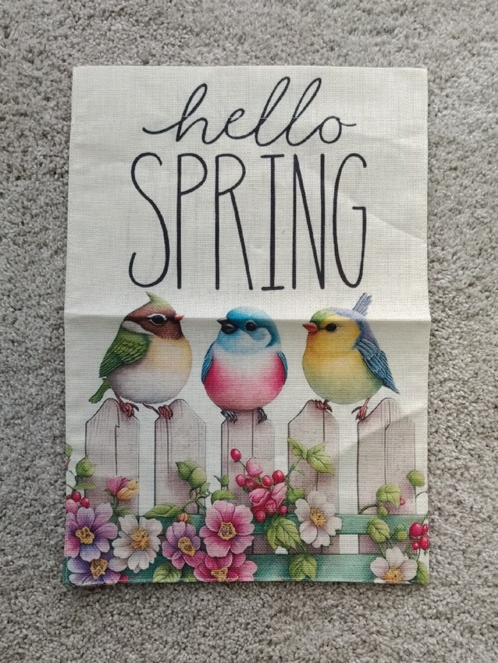 Hello Spring Decorative Garden Flag with Colorful Birds 12.5" X 18" BRAND NEW